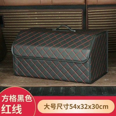 folding car storage box | Car storage bag/box - check-black-red-line-large
