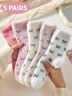 O 14415 Pink Velvet Socks with Bow ��ɫ�����Y�m �羳�W��