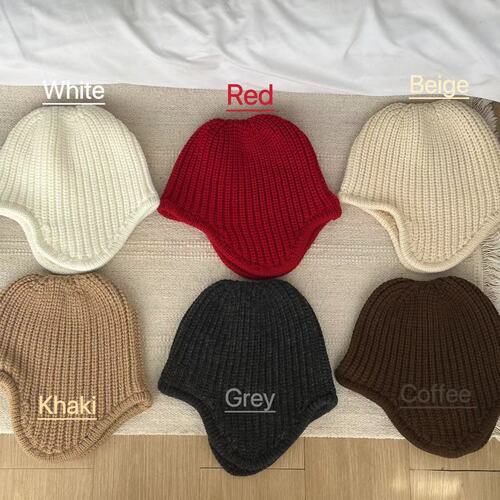 Cozy Knit Cable Knit Cap with Cute Little Flying Man Design, Matching Style from Dongdaemun, South Korea