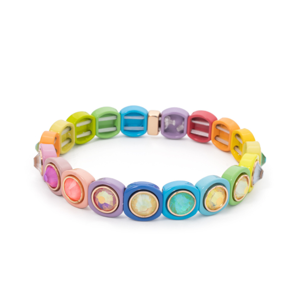 IG Style Style IG Style Round Alloy Enamel Rhinestones Inlay Couple Bracelets