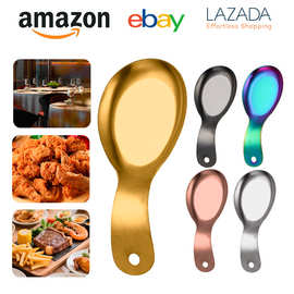 跨境热卖不锈钢勺托家用汤勺垫盘加厚酒店自助餐夹子托盘立式搁盘