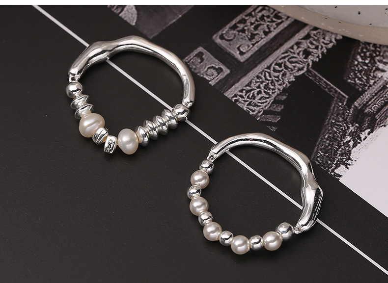 Simple Style Circle Silver Pearl Plating Rings 1 Piece