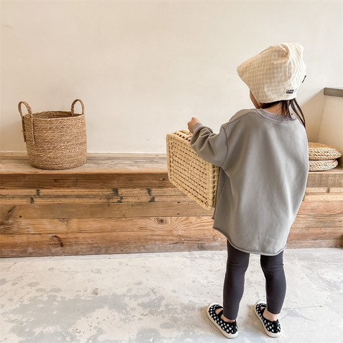 2024 new children's clothing spring clothing children's spring Korean style mid-length sweatshirt boys and girls bottoming shirt 12