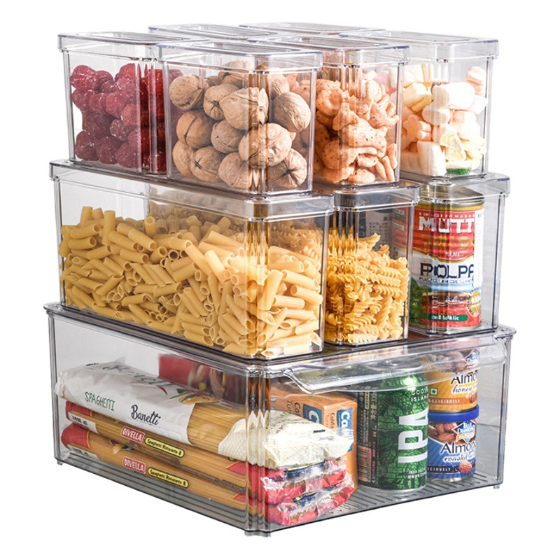 Crisper tapa transfronteriza Caja de almacenamiento de refrigerador congelado de alimentos de 10 piezas Conjunto de caja de almacenamiento de refrigerador transparente de plástico