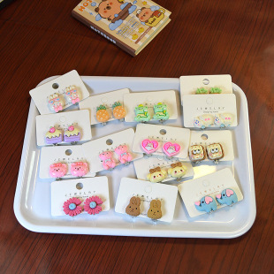 Children's Cartoon Fresh Student Ear Clips Cute Punch-free Earrings Girl's Hole-free Jewelry Pain-proof Resin Earrings