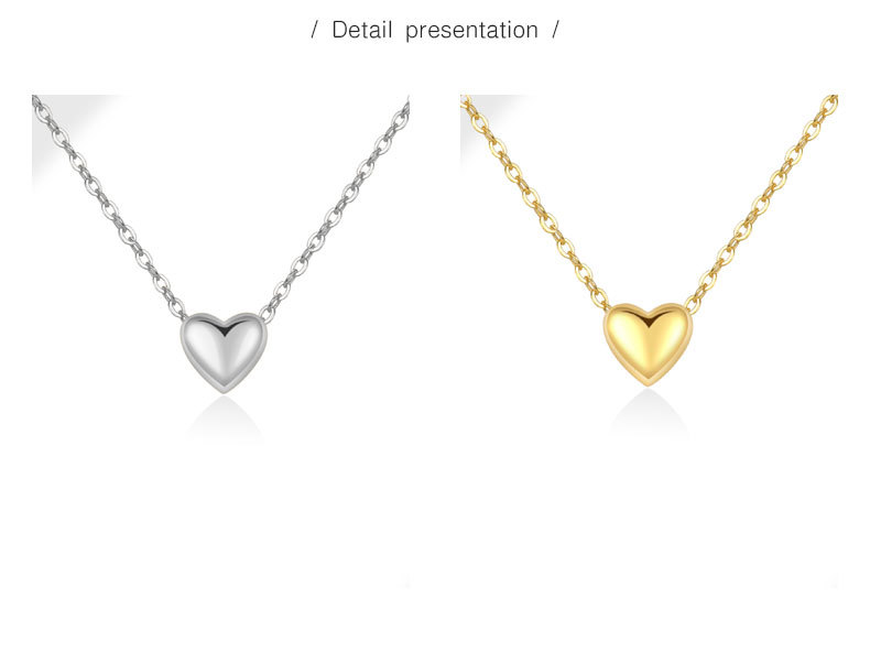 925 Sterling Silver Cable Chain Plating Heart Shape Pendant Necklace display picture 4