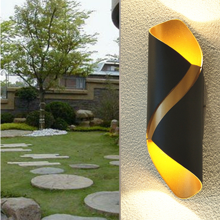 lámpara de pared led lujoso oro negro pared exterior luz de reflector exterior impermeable jardín exterior lámpara de pared lavado lámpara de pared decoración de balcón lámpara de pared