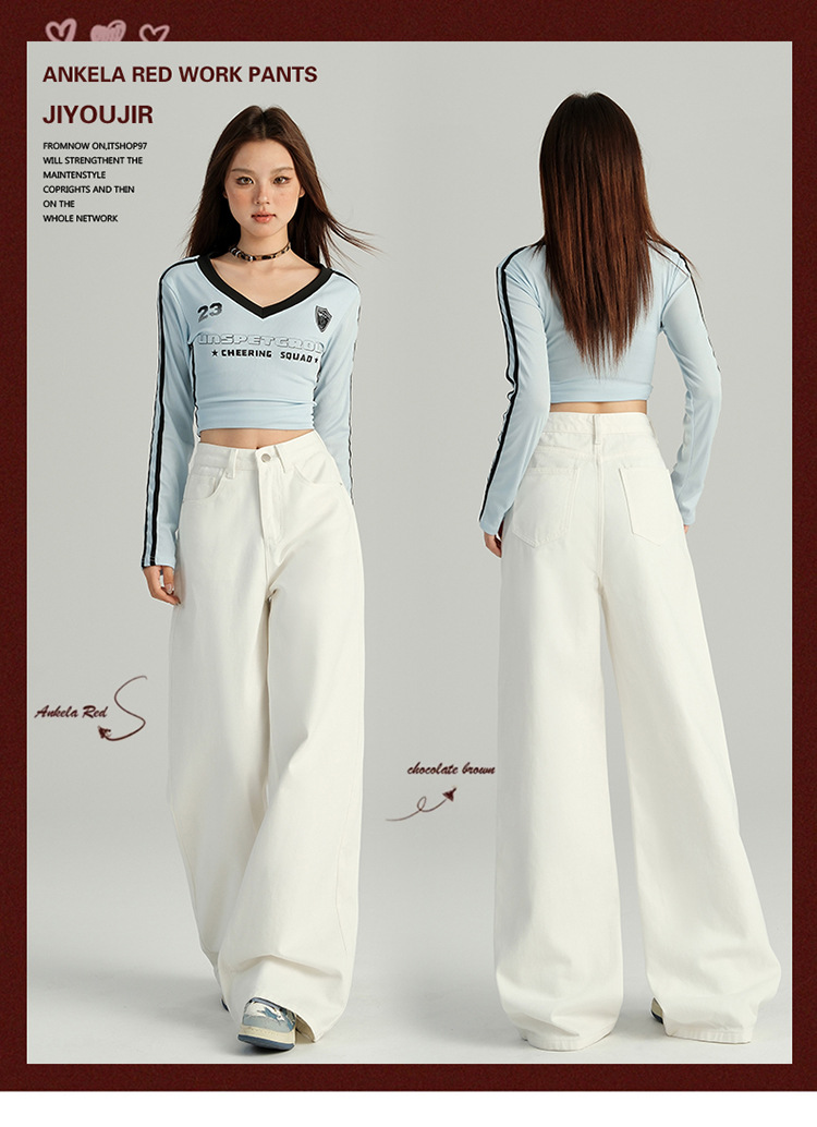 Jeans femme taille haute et jambes larges coupe droite chic_voghion.com
