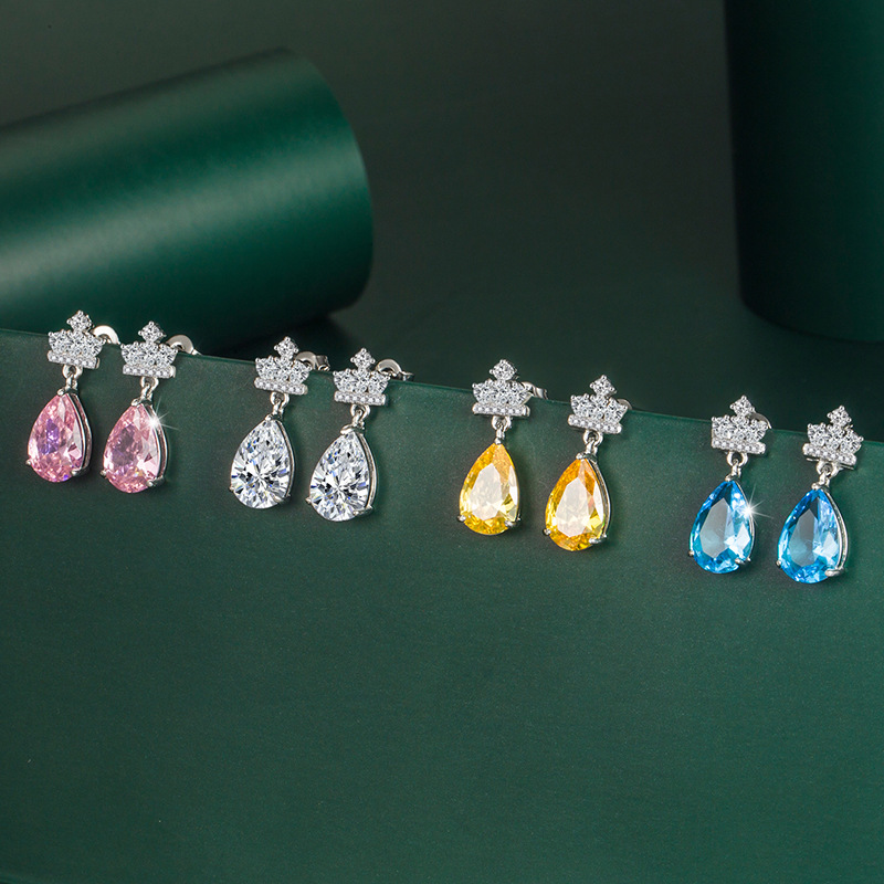 Mode Goutte D'eau Coloré Zircon Gland Longue Fleur De Cuivre Boucles D'oreilles display picture 1