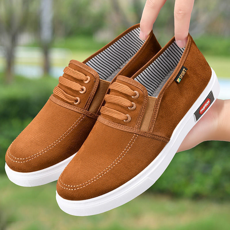 Old Beijing Cloth Shoes Men's Summer Breathable Casual Canvas Shoes Lazy Slip-on Shoes Non-slip Wear-resistant Work Shoes