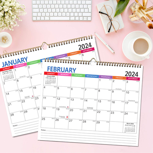 Manufacturer's -24 English Calendar Simple and Creative Desktop Calendar 18-Month Multi-Country Holiday Wall Calendar