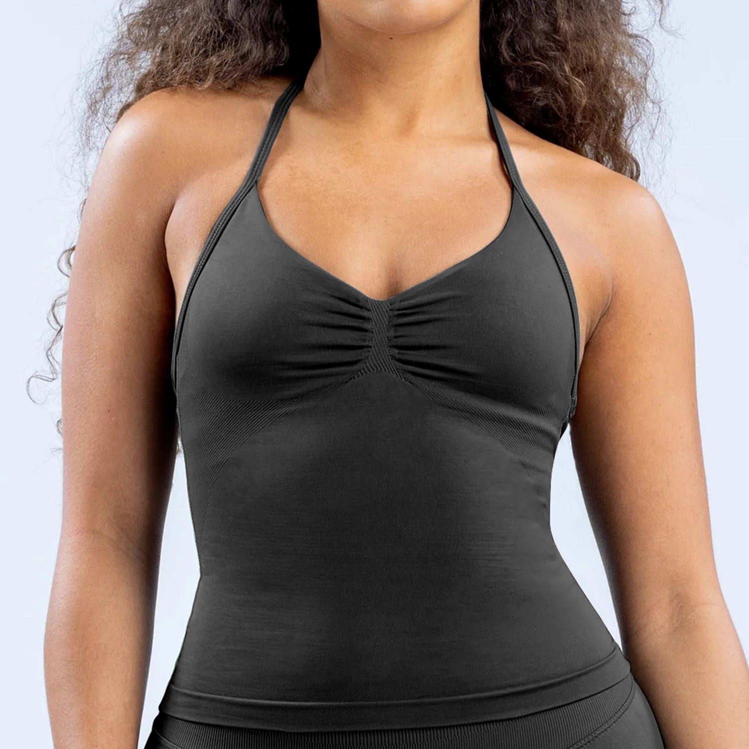 Chaleco halter de yoga sin costuras transfronterizo pantalones de yoga de cadera elásticos altos pantalones de fitness tirantes conjunto de sujetador deportivo