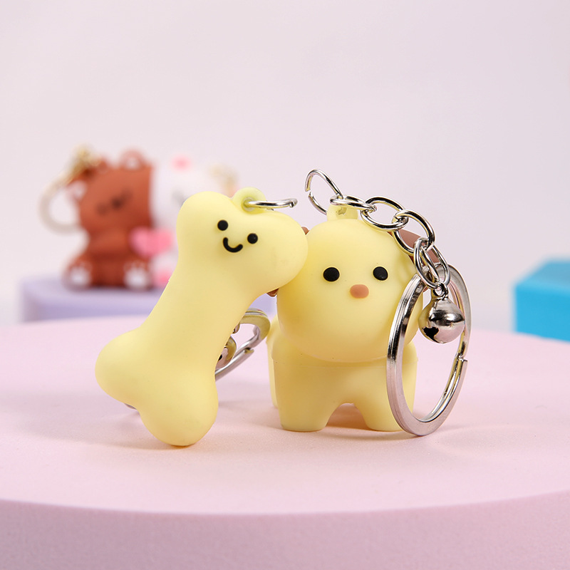 新しいクリエイティブ漫画かわいい子犬の骨キーホルダーバッグアクセサリーカップル友人ギフトキーチェーンペンダント|undefined