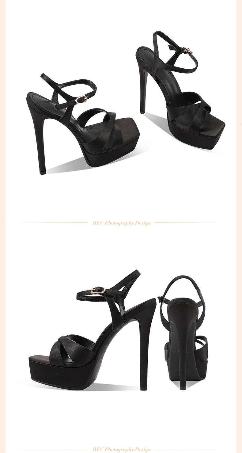Sandal cao gót nữ hở mũi đế platform gót siêu cao 12 cm — Champagne màu chi tiết 3