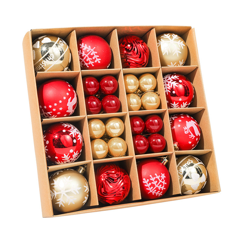 Venta caliente pintado juego de decoración de bolas de Navidad adornos colgantes de árboles de Navidad de plástico accesorios de decoración de fiesta al por mayor