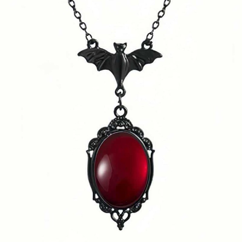 Gothic Bat Necklace Vampire Black Necklace Witch Pendant Victorian Relief Factory Direct Sales