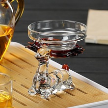 透明玻璃高硼硅泡茶器 小鹿茶漏托架手工茶器 耐高温公道杯过滤器