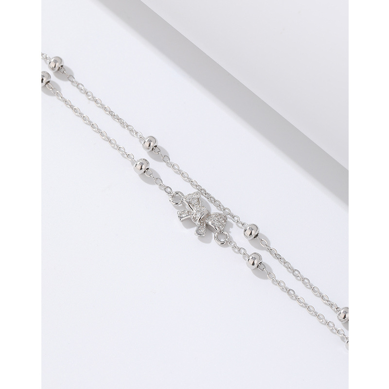 925 plata esterlina arco de doble capa pulsera de las mujeres Luz de lujo nicho diseño 2023 nueva pulsera de alta calidad de las niñas