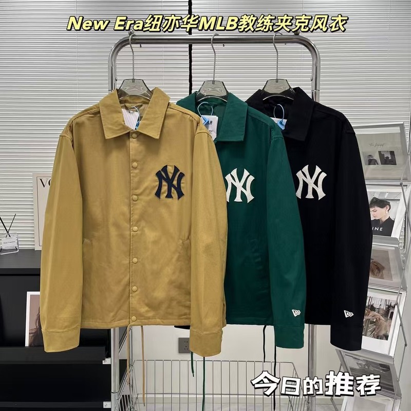 2025MLB秋カーディガン工装防風コートジャケットカップルコート新保温刺繍|undefined