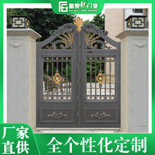佛山厂家欧式铝艺大门庭院别墅铝合金农村中式电动大门防盗双开门