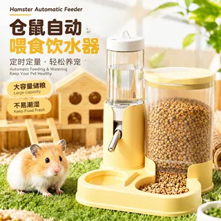 新款仓鼠自动喂食饮水器金丝熊水壶食盆二合一造景生活专用品批发