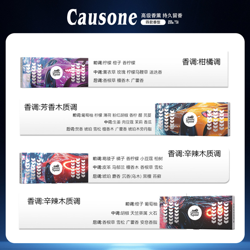 CAUSONE竞速赛道车载香薰高级感香水摆件家居两用持久散香除异味|undefined