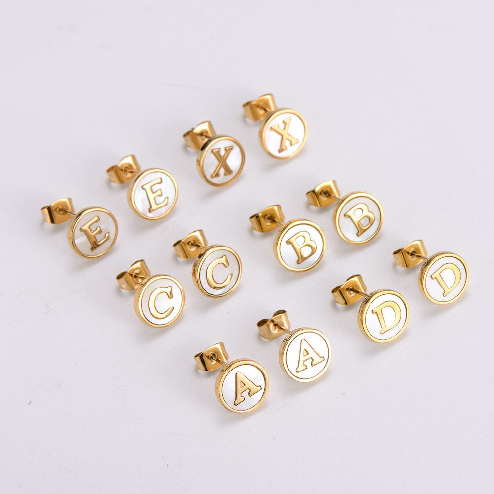 Letter Pattern PVD Coated 18K Gold Plated Letter Stainless Steel Simple Style Waterproof Non Tarnish