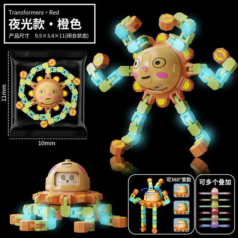 子供のフィンガースピナーおもちゃ変形可能で発光する教育用機械式顔変更フィンガースピナー減圧男の子卸売|undefined