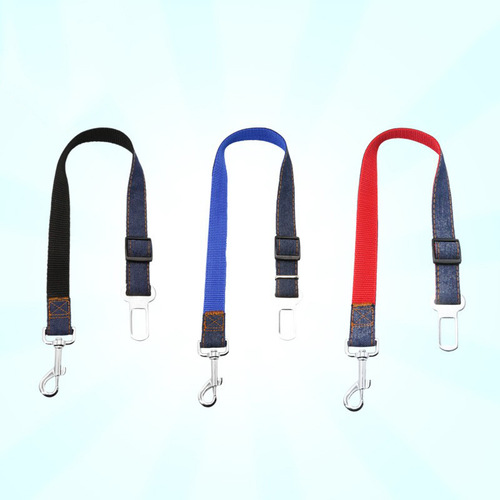 Pet car retractable seat belt denim outing leash dog car safety buckle anti-lost dog collar