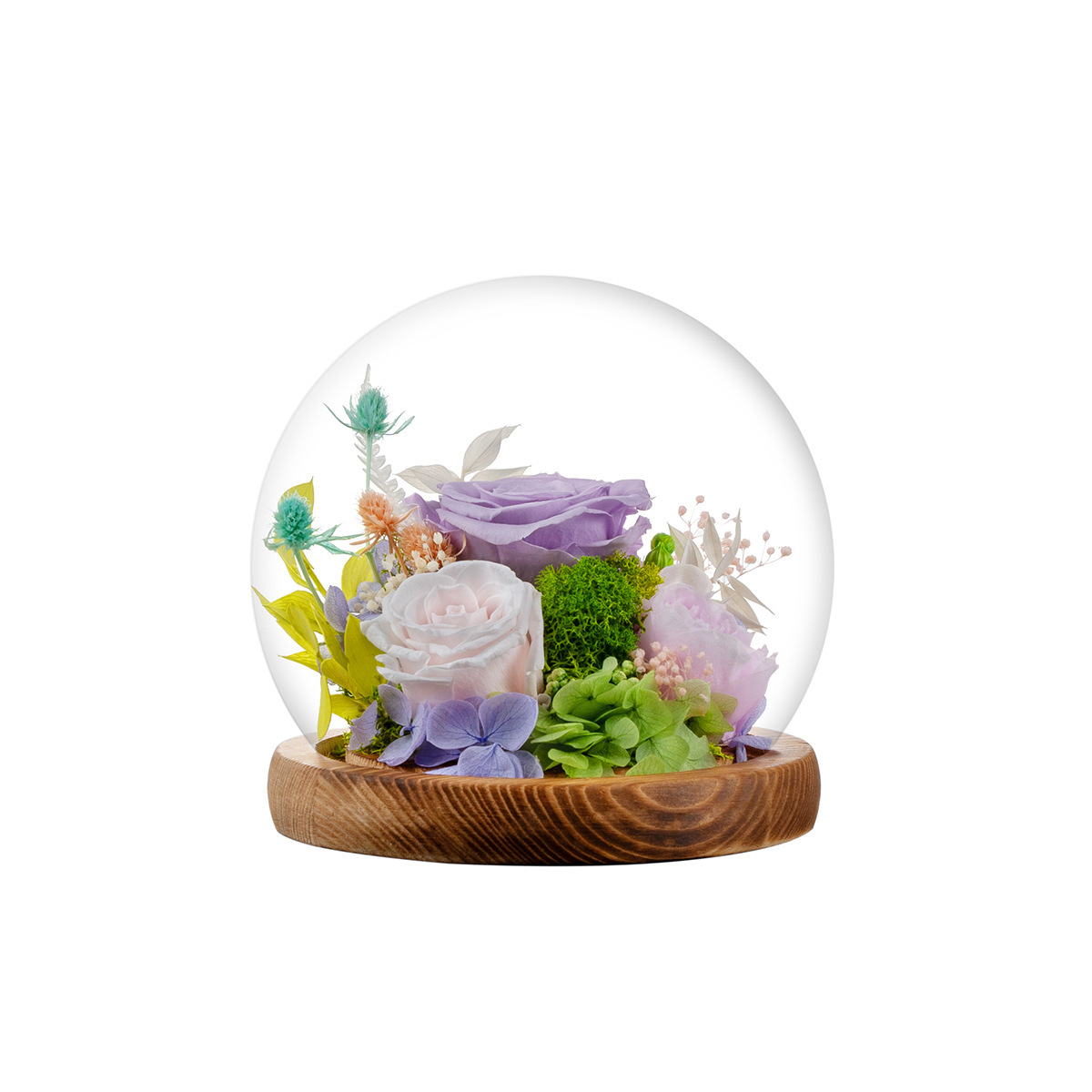 Flor inmortal cubierta de vidrio esférica rosa bola de cristal día del maestro regalo creativo personalizado adornos de flores inmortales