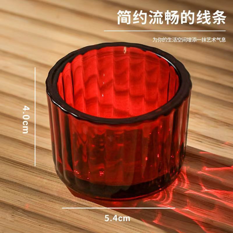 透明玻璃蜡烛杯香薰烛台杯卧室香薰杯竖纹蜡烛杯耐高温光影杯批发|undefined