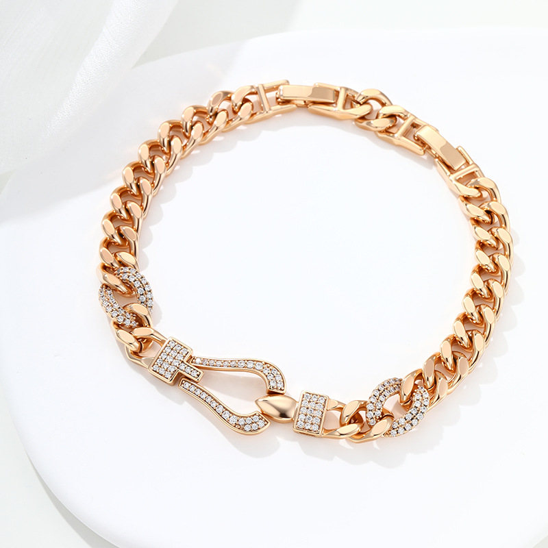 Pulsera Retro para Mujer 18K de Aleación de Cobre, Galvanizada, Diseño Geométrico, para Regalos