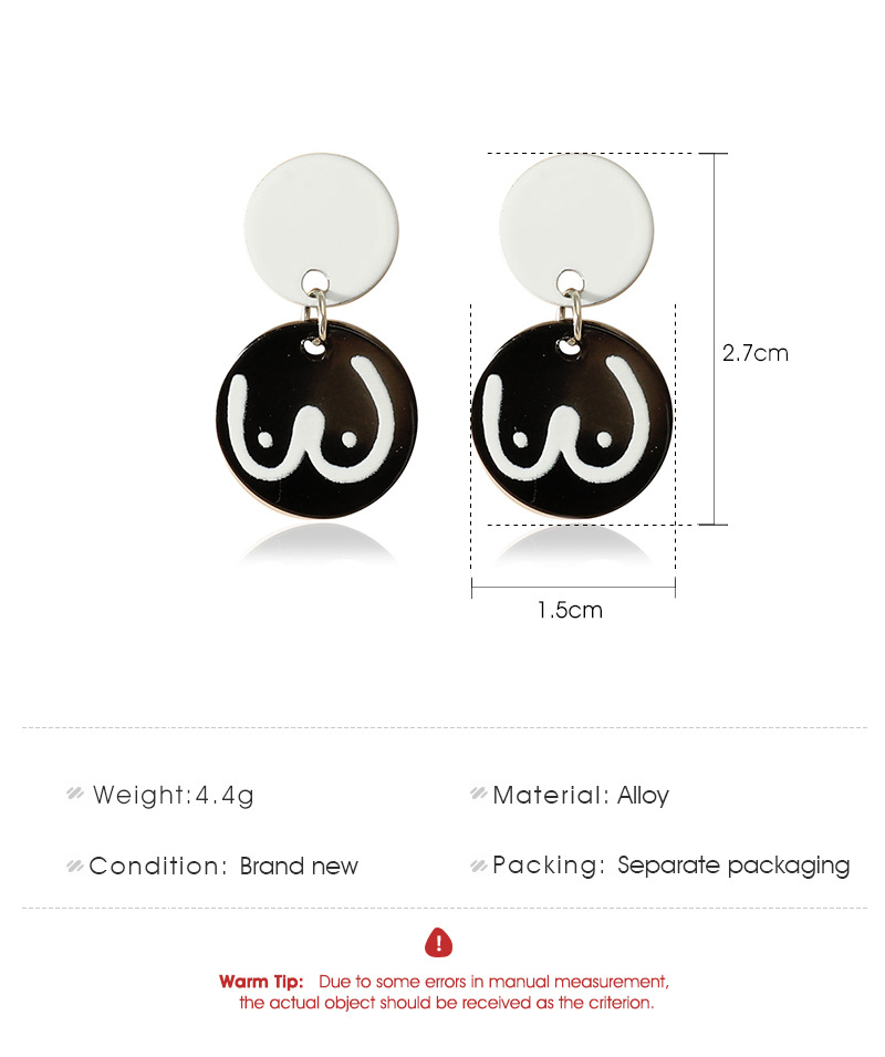 Simple Black And White Round Alloy Earrings Wholesale display picture 1