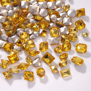 Golden nail art pointed bottom shaped diamond jewelry love water drop denier fat square crooked heart nail rhinestone diy decorative drill