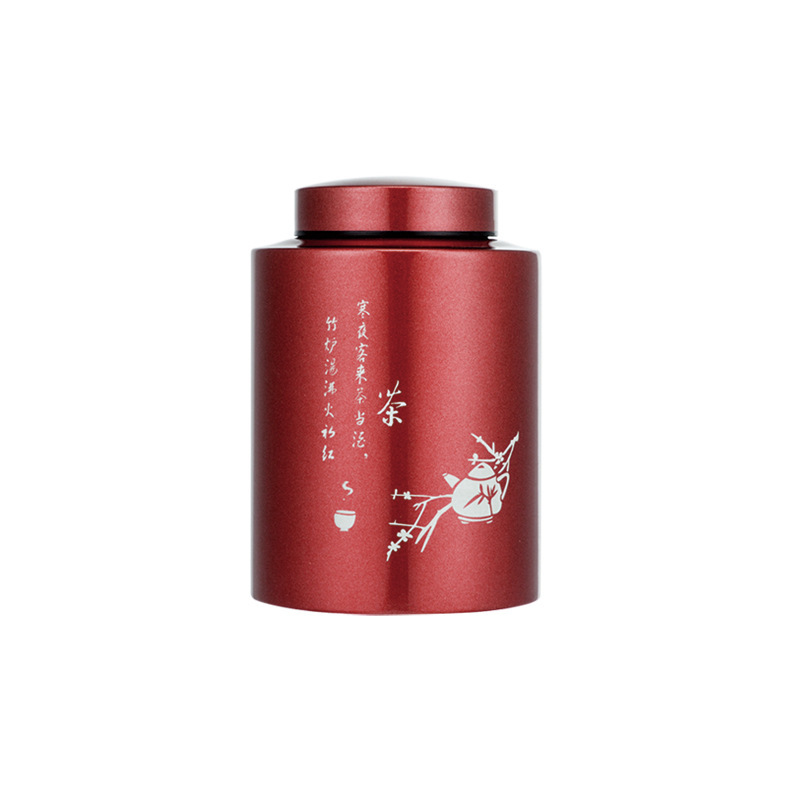 Una pieza de entrega ceja tarro de té negro Pu'er té embalaje té de metal tarro sellado a prueba de humedad de almacenamiento de acero inoxidable tarro de té