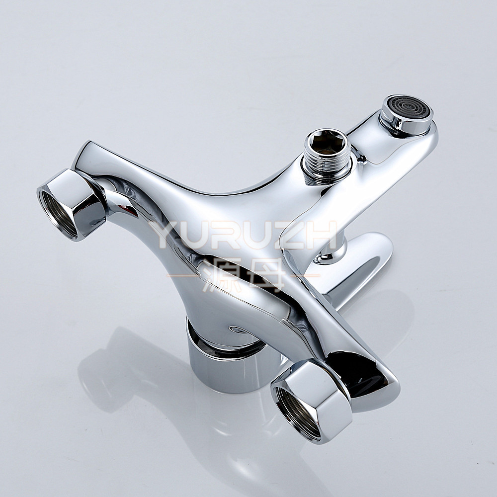 Manufacturer's all-copper shower faucet and showerhead set, three-in-one wall-mounted concealed mixing valve, household cold and hot bathtub faucet Item Picture