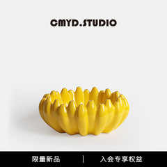 バナナフルーツプレート 1 ピースフルーツプレート家庭用セラミックドライポットプレートライト高級ハイエンド装飾面白い装飾品スナックプレート