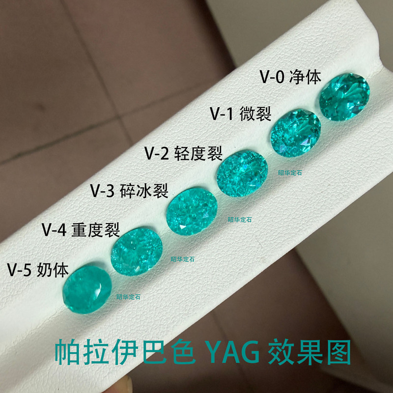 Cultivated Colored Gems, Ice-Cracked Colored Gems with Cotton Wool, Paraiba Ice-Cracked Colors, All Colors Available Cultivated Colored Gems, Ice-Cracked Colored Gems with Cotton Wool, Paraiba Ice-Cracked Colors, All Colors Available