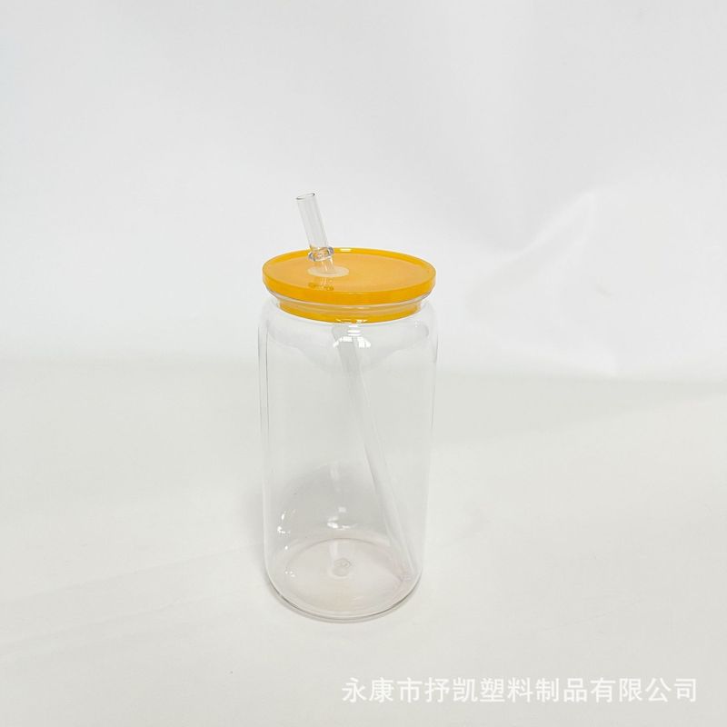 国境を越えて人気のカラーカバーPC素材透明プラスチックカップ16オンスメイソンジャー高見えエコストローカップロゴ入り可能|undefined