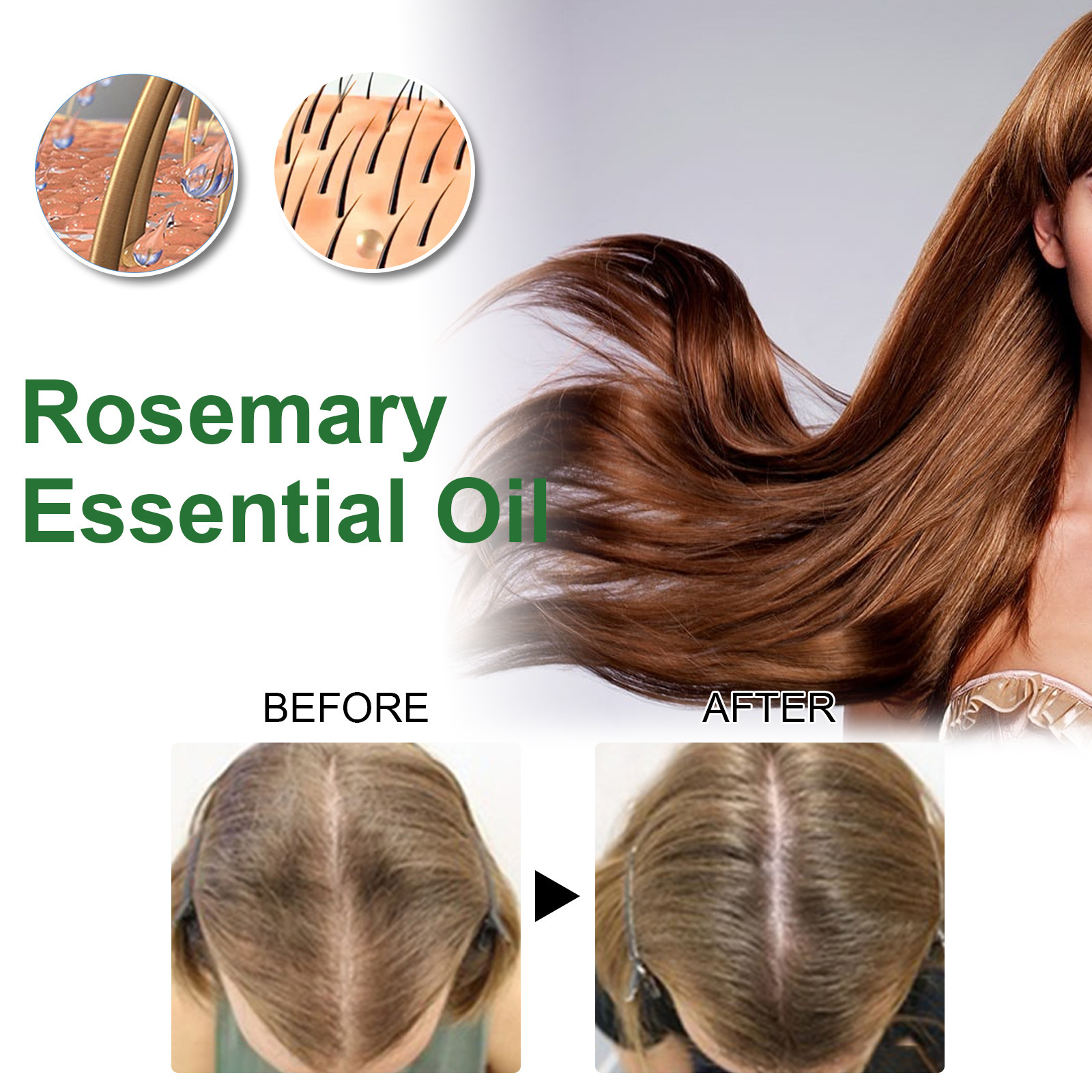 EELHOE Olio per la cura dei capelli al rosmarino Idrata il cuoio capelluto, nutre i capelli, previene la caduta dei capelli, ripara e rinforza l'olio per capelli_voghion.com