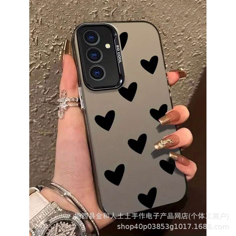 Black Heart-Shaped Case Suitable for Samsung Galaxy S25, Samsung A71 Full Coverage, Note20, Cross-Border A55 Black Heart-Shaped Case Suitable for Samsung Galaxy S25, Samsung A71 Full Coverage, Note20, Cross-Border A55