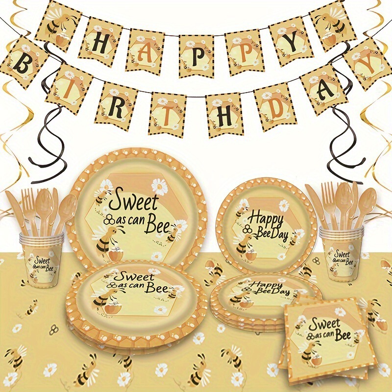 New bee theme party disposable tableware paper plate paper plate suit party birthday celebration supplies decoration New bee theme party disposable tableware paper plate paper plate suit party birthday celebration supplies decoration