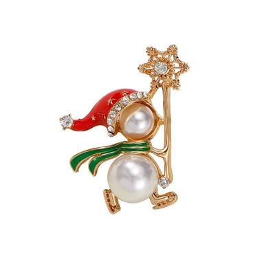 New cross-border Christmas brooch with diamonds and pearls, European and American high-end personalized creative enamel brooch with diamonds (Yaxa sancaqları) - sxz1885