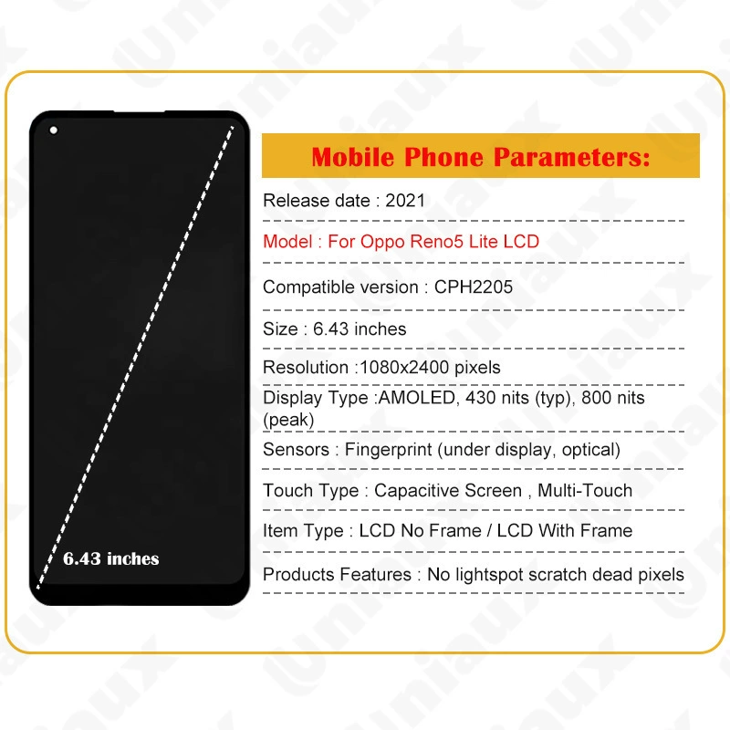 Applicable to OPPO Reno 5 Lite screen LCD mobile phone display inner and outer screen frame assembly display LCD
