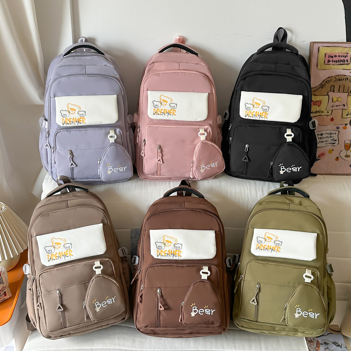 Mochila escolar del campus de estudiantes, chicas, mochila de gran capacidad de moda simple japonesa, mochila de viaje casual universal