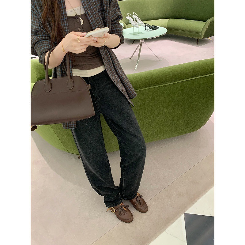 牛皮葡萄妈同款复古双鞋带皮带扣羊皮圆头百搭休闲德训鞋女小皮鞋|undefined
