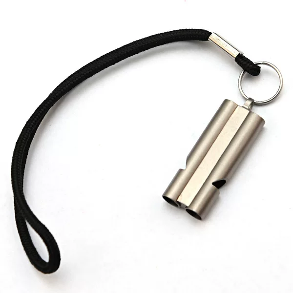 Lightweight Titanium Alloy Double-Tube Whistle Outdoor Earthquake Rescue Whistle Portable Pigeon Training Pet Referee Competition Mouth
