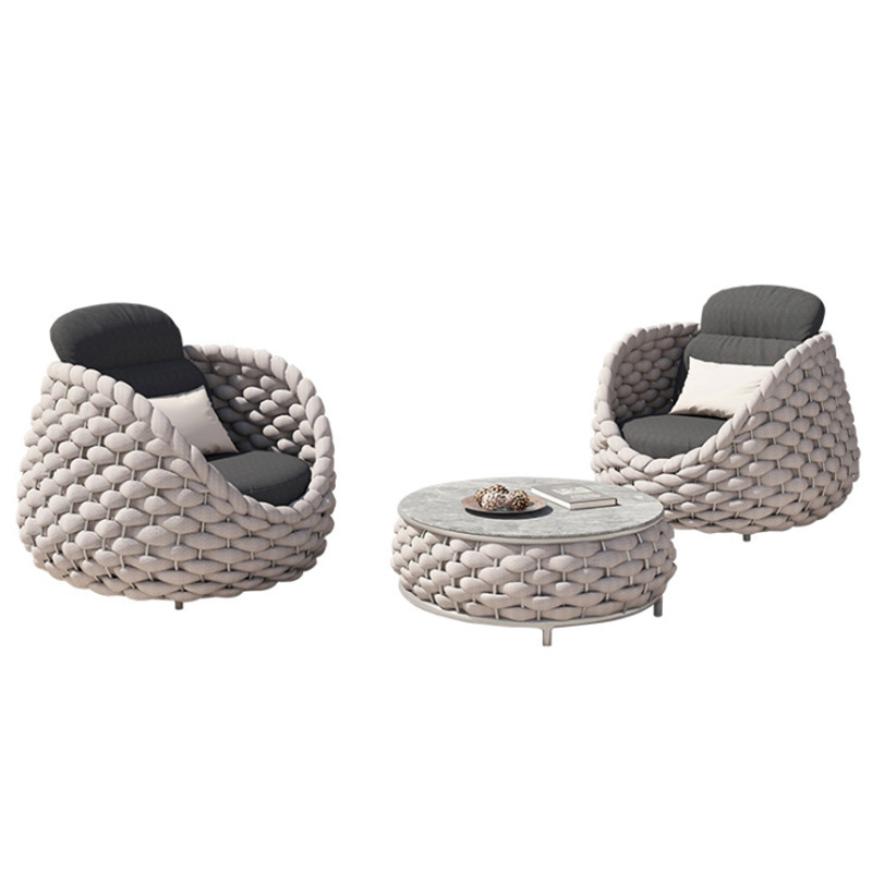 Al Aire Libre de ocio Villa sofá pequeño apartamento al aire libre a prueba de lluvia a prueba de sol Ratán tejido jardín redondo combinación sofá