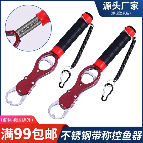 Extended Straight-Handle Aluminum Alloy Fish Control Tool with Scale, Long Handle with Rope to Prevent Loss, Fish Control Pliers for Lure Fishing, Large Fish Clamp Pliers