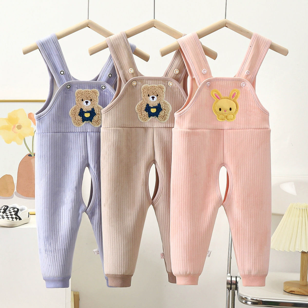 Новорожденные детские ремни теплые брюки плюс бархатные осенние и зимние детские нагрудники толстые брюки для живота носить комбинезоны бархатные брюки